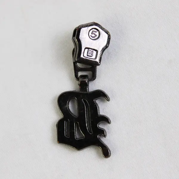 Initial Letter B Charm Zipper Pull Silver Tone Encrusted Rhinestones