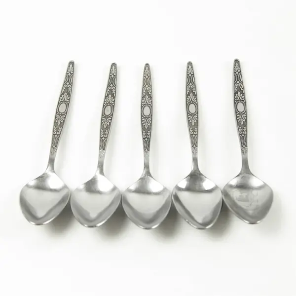 Lot of 5 Interpur INR4 Stainless Steel Teaspoons
