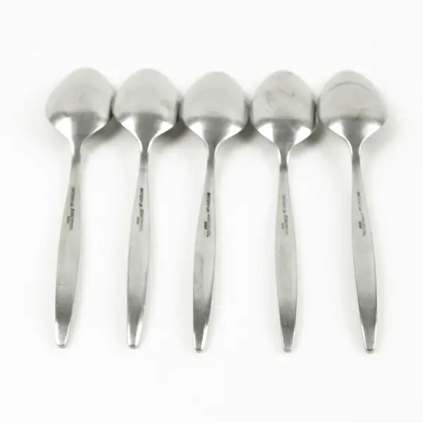 Lot of 5 Interpur INR4 Stainless Steel Teaspoons