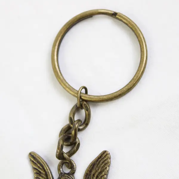 Bronze Guardian Angel Prayer Religious Classic Medal Keychain