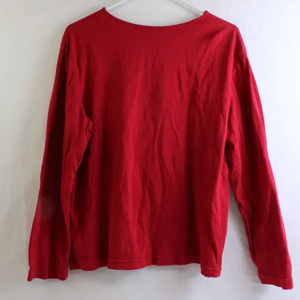 White Stag Embroidered Beaded Penguin Red Long-Sleeved Shirt Women's XL