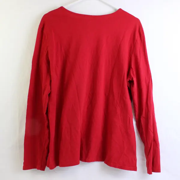 Basic Editions Ho Ho Ho Santa Red Long-Sleeved Graphic T-Shirt Women's XXL