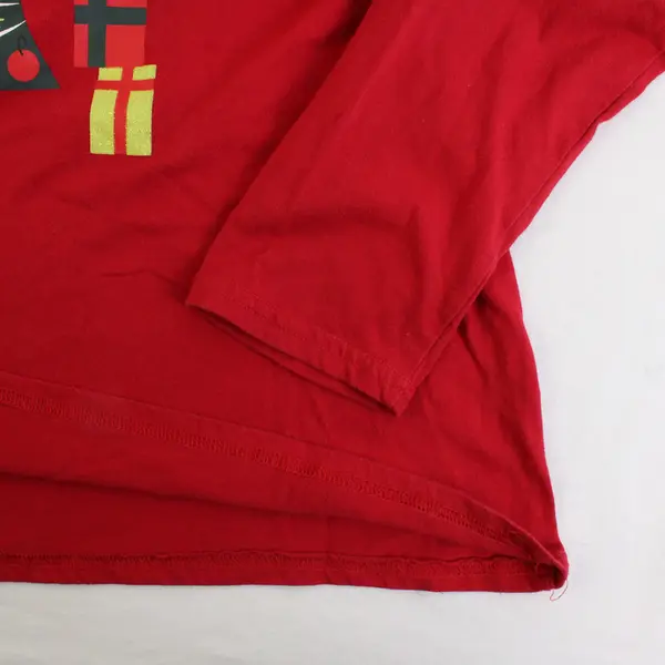 Basic Editions Ho Ho Ho Santa Red Long-Sleeved Graphic T-Shirt Women's XXL