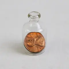 Rare 1975 Penny Inside Miniature Glass Bottle Small Date No Mint Mark Lincoln