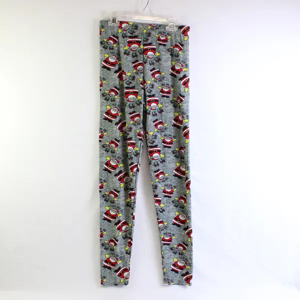Mayfair Ho Ho Ho Santa Print Gray Pajama Bottoms Women's Size XL