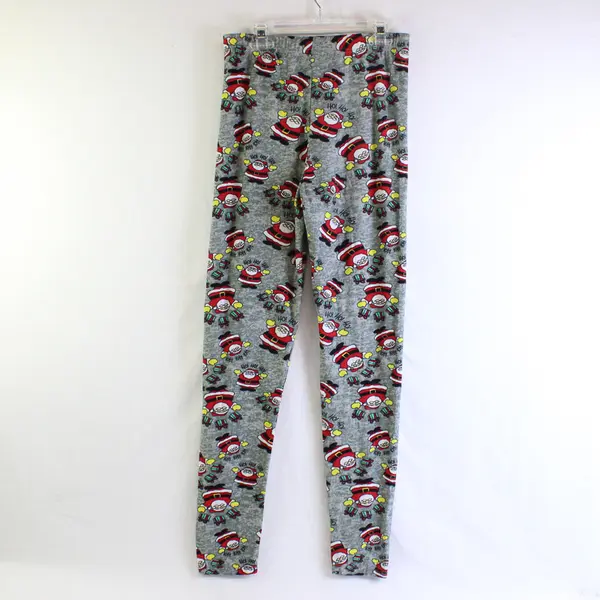 Mayfair Ho Ho Ho Santa Print Gray Pajama Bottoms Women's Size XL