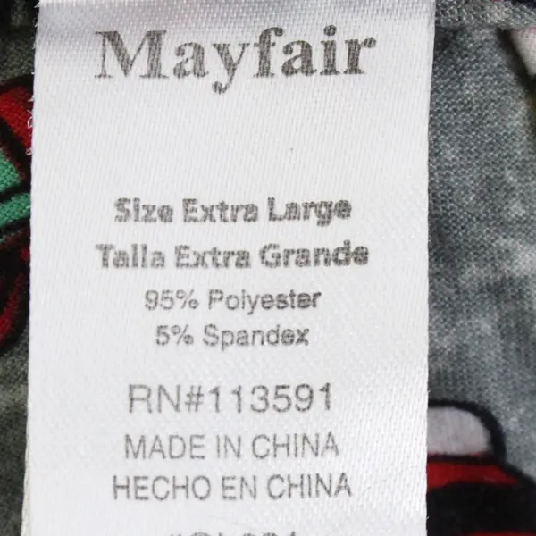 Mayfair Ho Ho Ho Santa Print Gray Pajama Bottoms Women's Size XL
