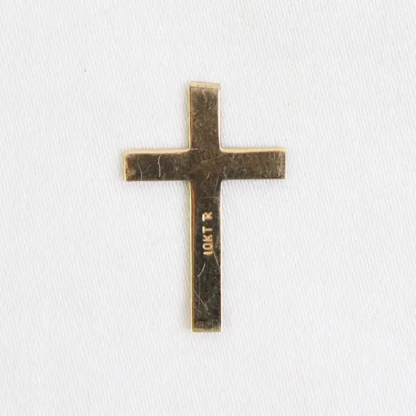 10K Yellow Gold Cross Diamond Cut Gold Crucifix Charm Nugget