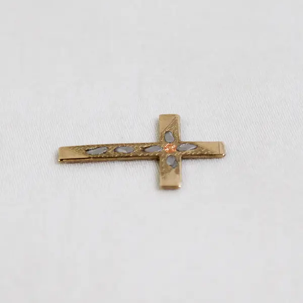10K Yellow Gold Cross Diamond Cut Gold Crucifix Charm Nugget