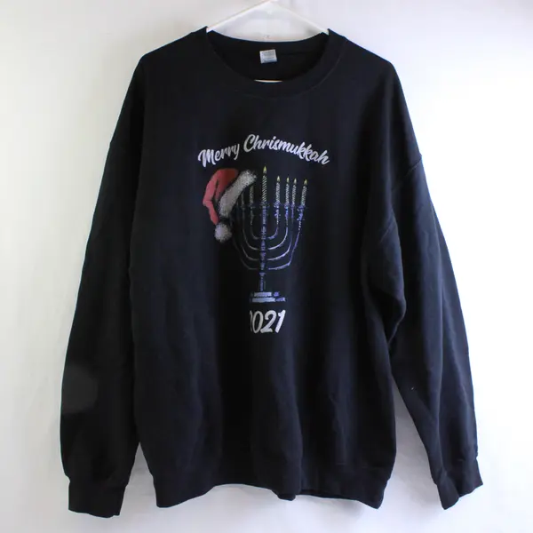 Gildan Merry Chrismukkah 2021 Black Sweatshirt Men's Size XL