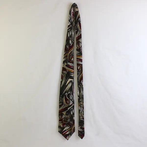 Bica Uomo Red Gold & Green Abstract Print Silk Men's Necktie 58"