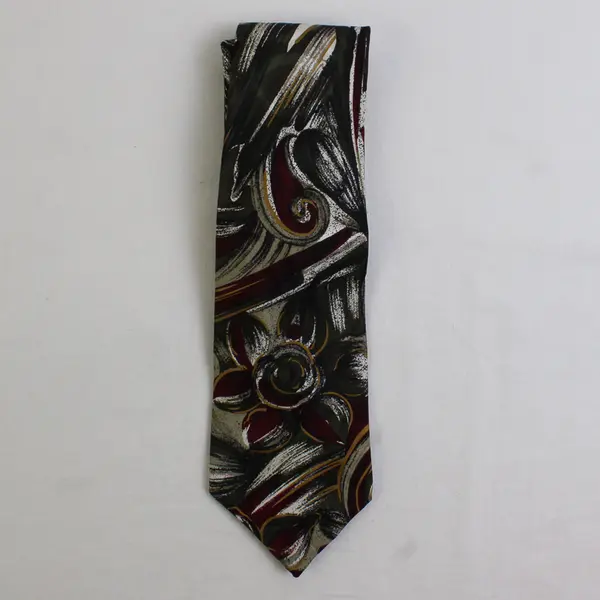 Bica Uomo Red Gold & Green Abstract Print Silk Men's Necktie 58"