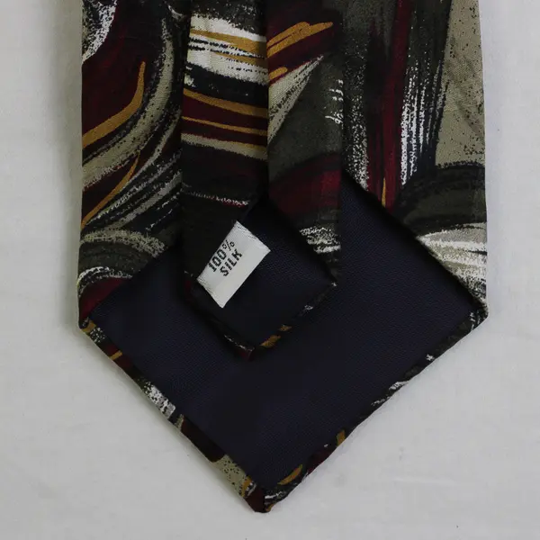 Bica Uomo Red Gold & Green Abstract Print Silk Men's Necktie 58"