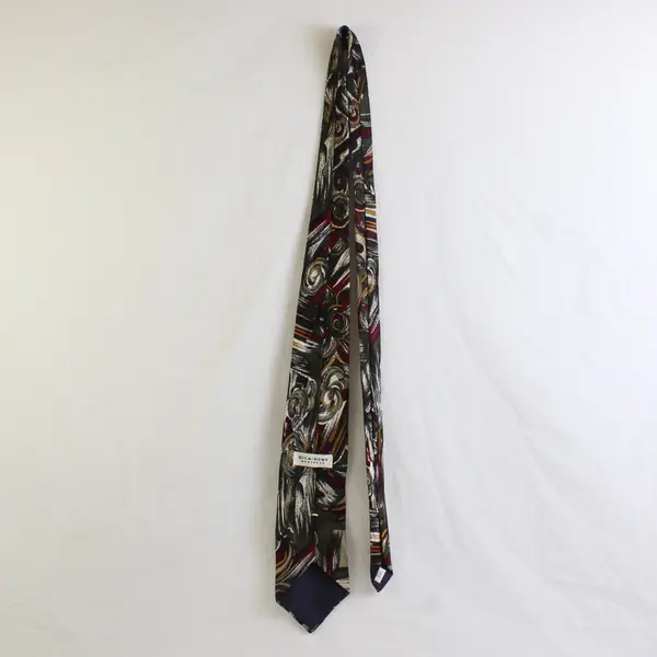 Bica Uomo Red Gold & Green Abstract Print Silk Men's Necktie 58"