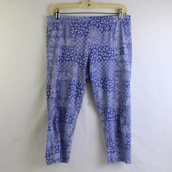 No Boundaries Periwinkle Blue Paisley Capri Leggings Juniors' Large 11-13