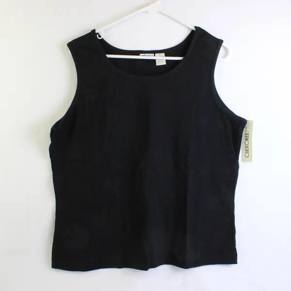  NWT Cherokee Ebony Black Cotton Tank Top Women's Size XL