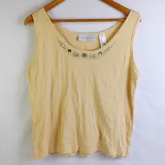First Issue by Liz Claiborne Butter Yellow Tank Top Sequin Neckline Women's XL