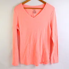 No Boundaries Coral Pink Long-Sleeved V-Neck T-Shirt Juniors' Size XXL 19