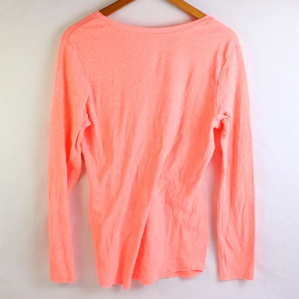 No Boundaries Coral Pink Long-Sleeved V-Neck T-Shirt Juniors' Size XXL 19