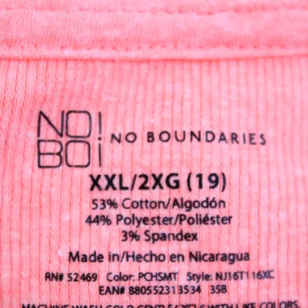 No Boundaries Coral Pink Long-Sleeved V-Neck T-Shirt Juniors' Size XXL 19
