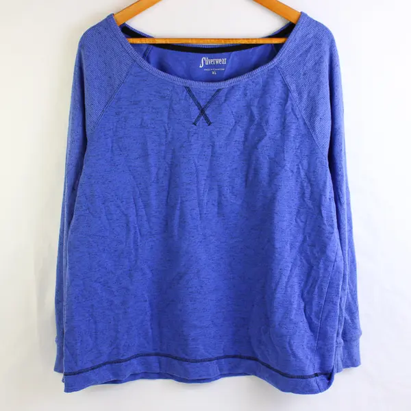 Silverwear Black Speckled Blue Long-Sleeved Top Women's XL