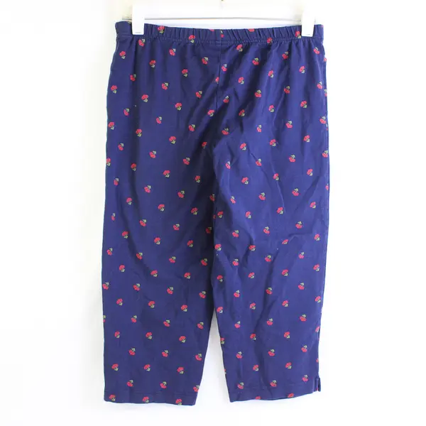 Basic Editions Cherry Print Navy Blue Capris Women's Size Small