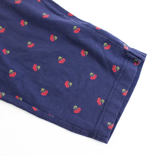 Basic Editions Cherry Print Navy Blue Capris Women's Size Small