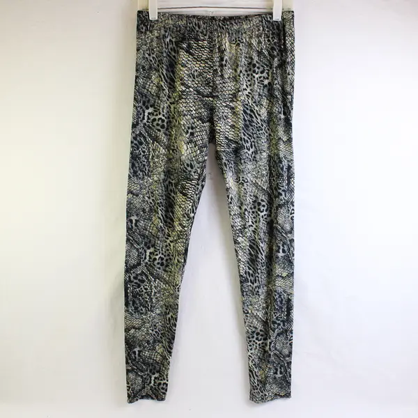 Bobbie Brooks Gray Animal Print Leggings Women's Size Large