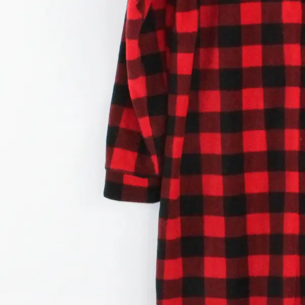 Holiday Home Red and Black Buffalo Check Fleece Pajama One Piece Women's XL
