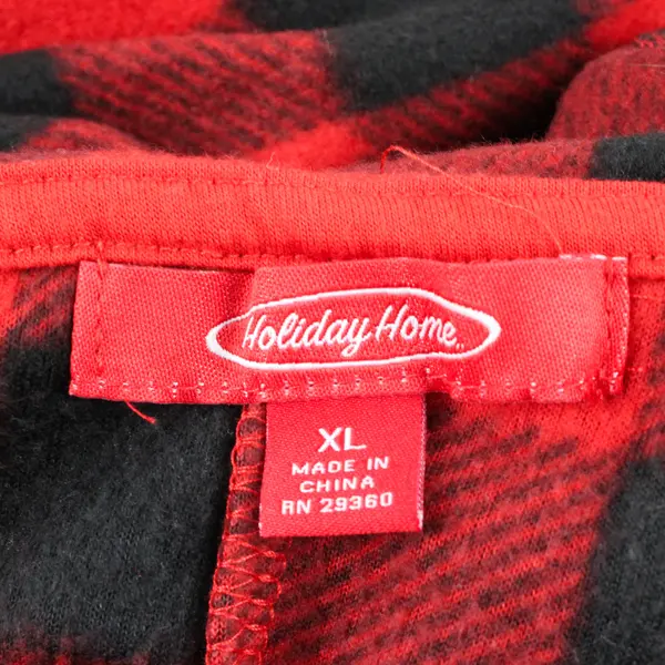 Holiday Home Red and Black Buffalo Check Fleece Pajama One Piece Women's XL