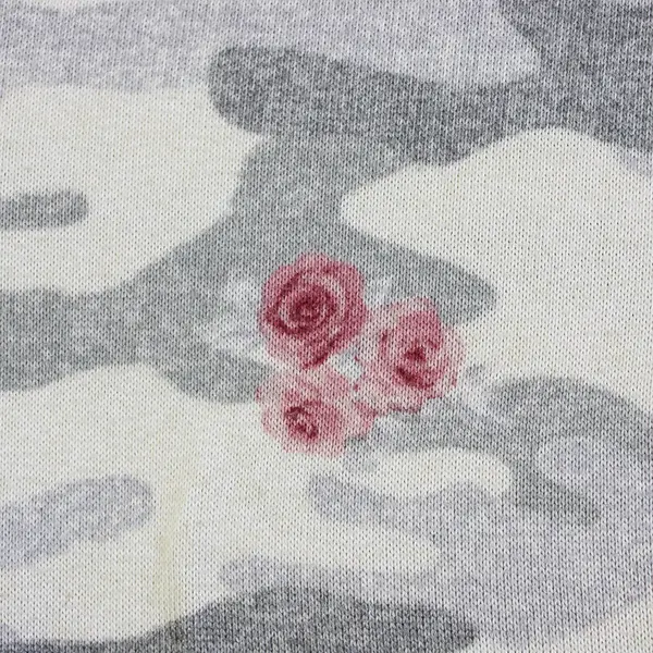 Secret Treasures Gray Camo Pink Rose Print Pajama Top Women's Large 12-14