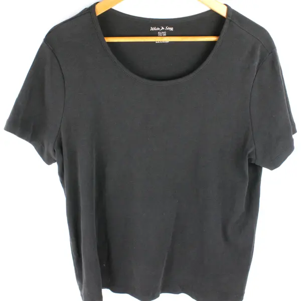 White Stag Solid Black Short-Sleeved Boat Neck T-Shirt Women's XL 16-18