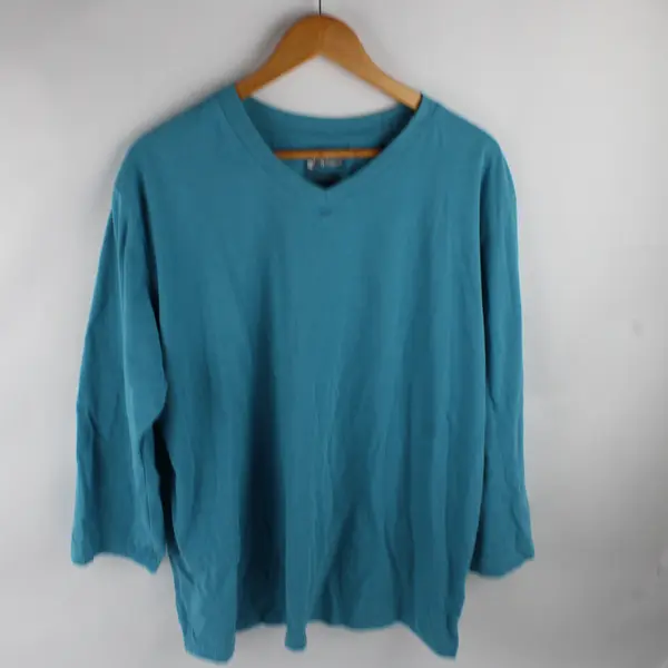 Garland Turquoise Blue Long-Sleeved V-Neck T-Shirt Women's XL