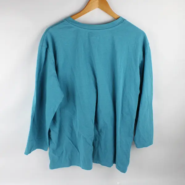 Garland Turquoise Blue Long-Sleeved V-Neck T-Shirt Women's XL