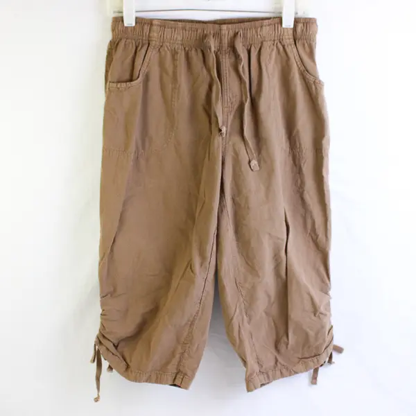 Gloria Vanderbilt Brown Drawstring Shorts Women's Size Small FLAWED