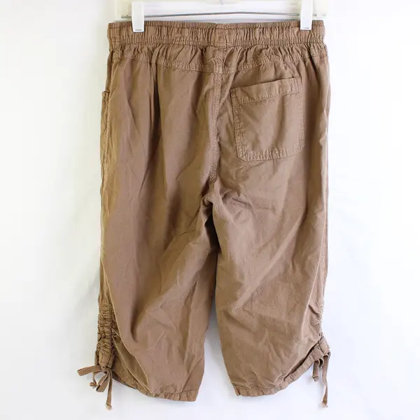 Gloria Vanderbilt Brown Drawstring Shorts Women's Size Small FLAWED