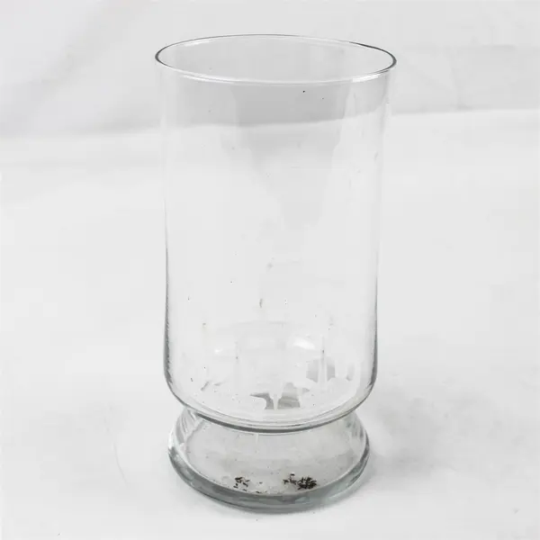 Clear Glass Cylinder Wide Mouth Vase with Plastic Flower Frog