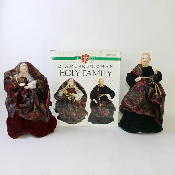 Traditions 12" Fabric/Porcelain Nativity Set Holy Family Mary Joseph Jesus