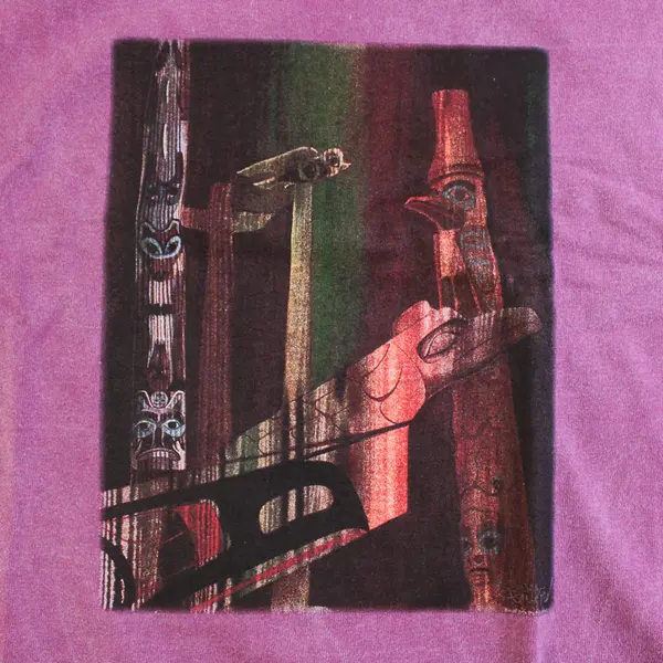 Vtg Comfort Colors Adult S Purple Totem Pole Graphic Short Sleeve T-Shirt New