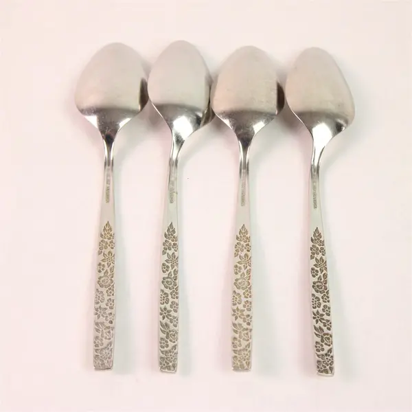 Lot of 4 Oneida Silver Montage Pattern Black Accent SS Teaspoons 6.25" Rare Find