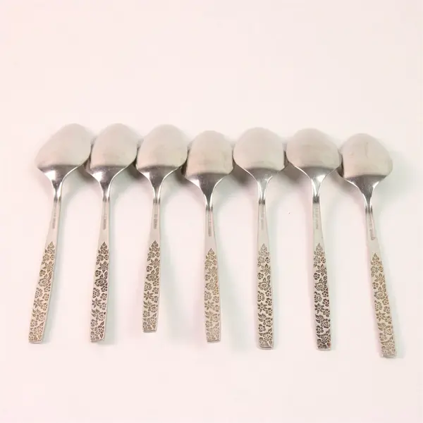 Lot of 7 Oneida Silver Montage Pattern Black Accent SS Teaspoons 6.25" Rare Find