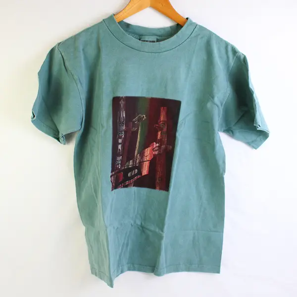 NWOT Vtg Comfort Colors Adult S Teal Totem Pole Graphic Short Sleeve T-Shirt
