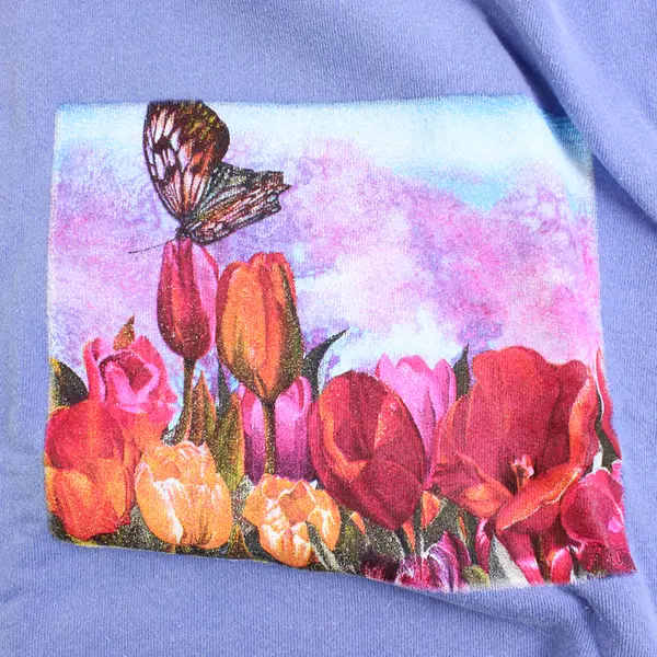 NWOT Vtg Comfort Colors Adult S Tulip Floral Graphic Crew Neck Pullover Sweater