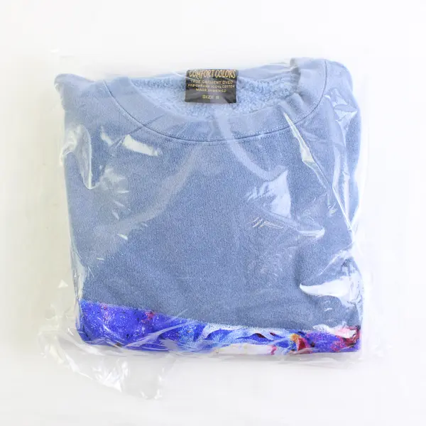 NWOT Vtg Comfort Colors Adult S Blue Tiger Graphic Crew Neck Pullover Sweater