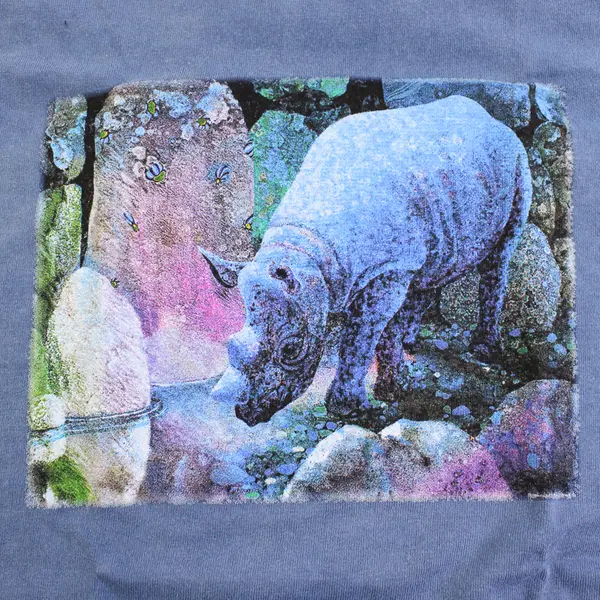 NWOT Vtg AmeriTees Youth M (10/12) Blue - Rhino Graphic Short Sleeve T-Shirt