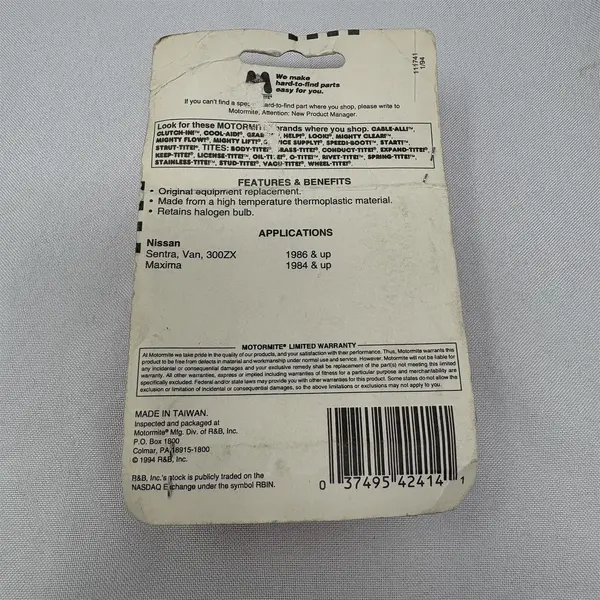 Headlight Halogen Bulb Retainer Clip Motormite 42414 Fits Nissan 1986-Up