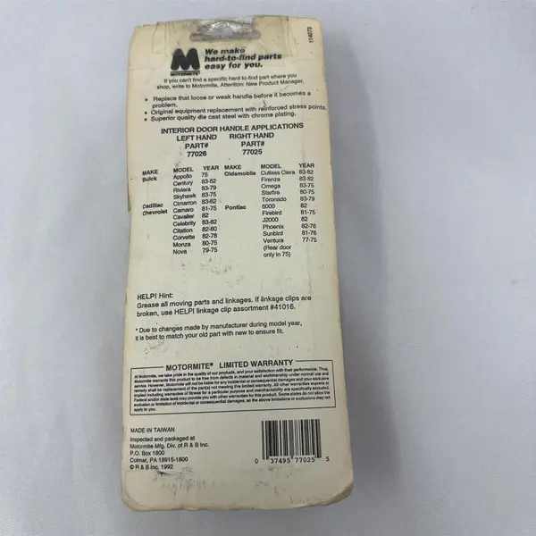 Dorman 77025 Interior Door Handle NOS New Old Stock Open Box