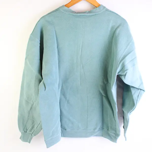 NWOT Vtg Oneita Adult M Green Sleeping Wolf Graphic Crew Neck Pullover Sweater