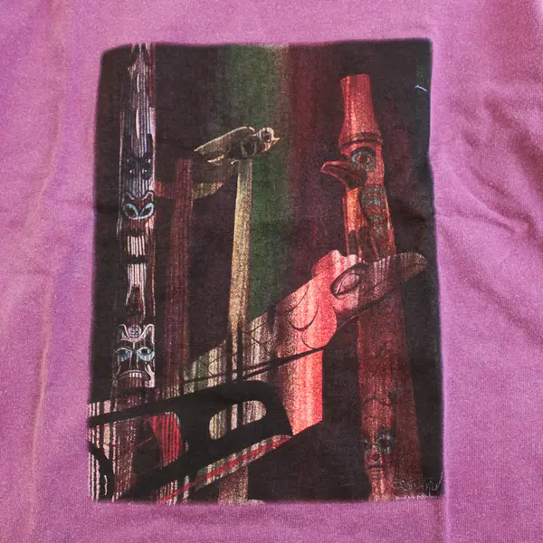 Vtg Comfort Colors Adult M Purple Totem Pole Graphic Short Sleeve T-Shirt NWOT