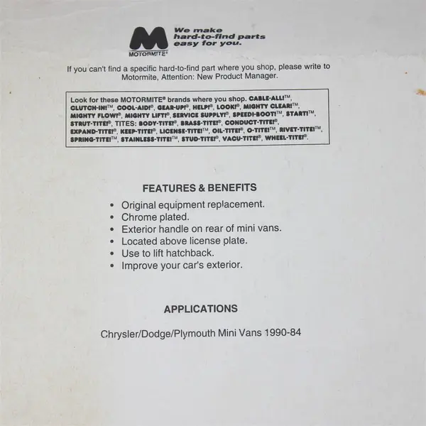 New Rear Liftgate Handle 77100 for Chrysler Dodge Plymouth Minivans